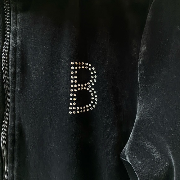 EUC Y2K BCBG Black Velvet Track Jacket (Size:M) - Picture 5 of 11